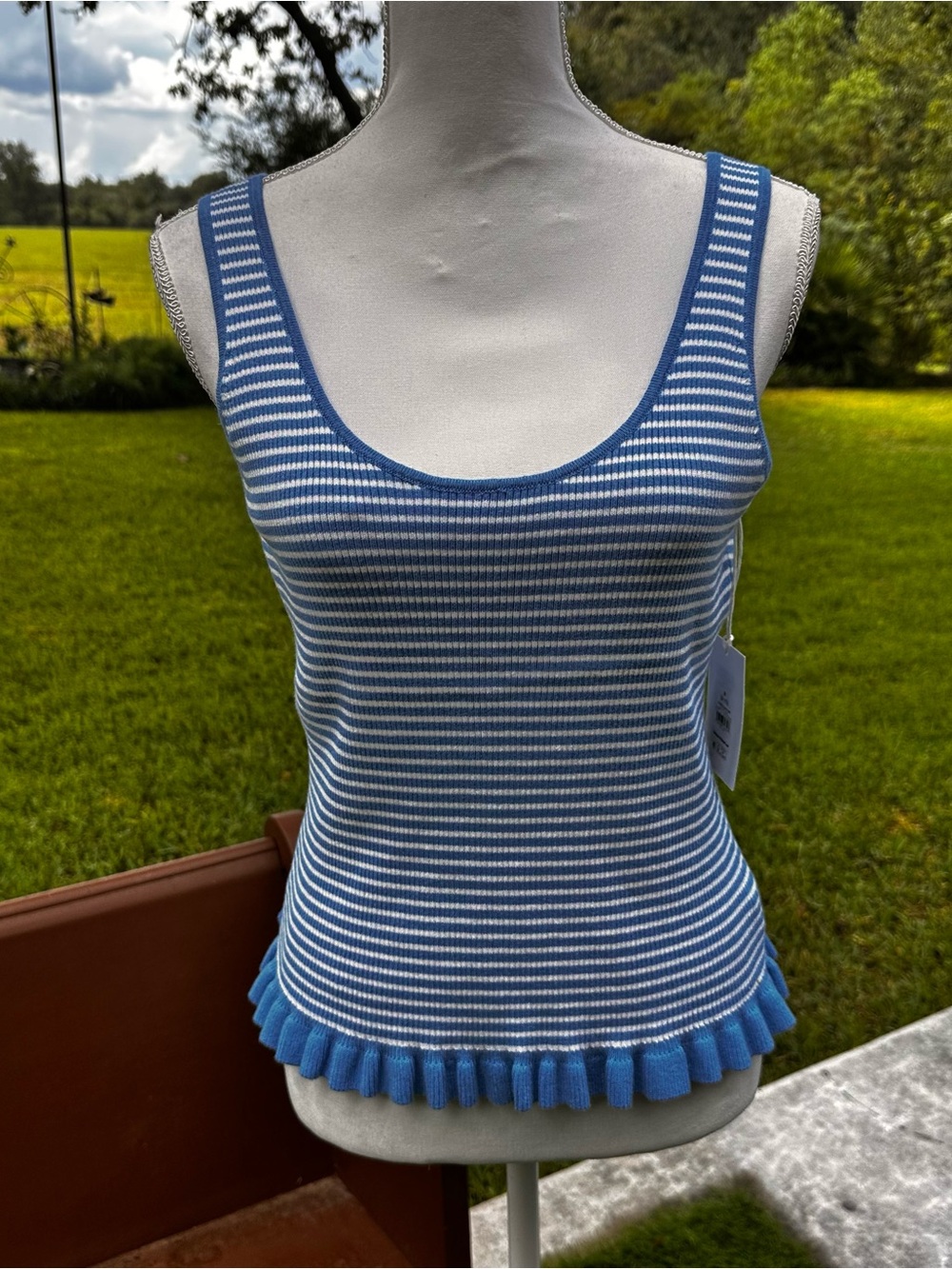 Walmart Blue and White Striped Crewneck Sweater - Blue
